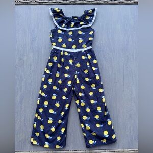 Janie and Jack Blue and Yellow Lemon Floral Jumpsuit